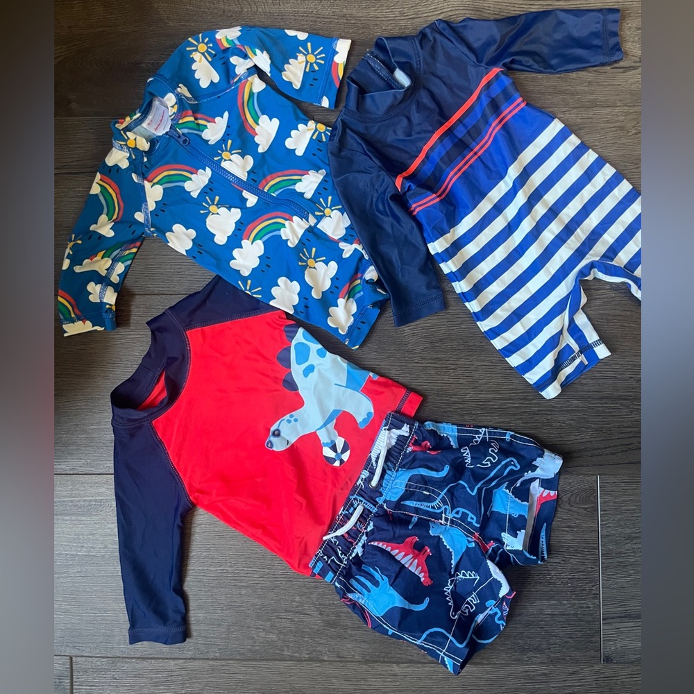 Hanna Anderson and Carters baby boy swimsuit bundle of 3! Sized 0-3 months